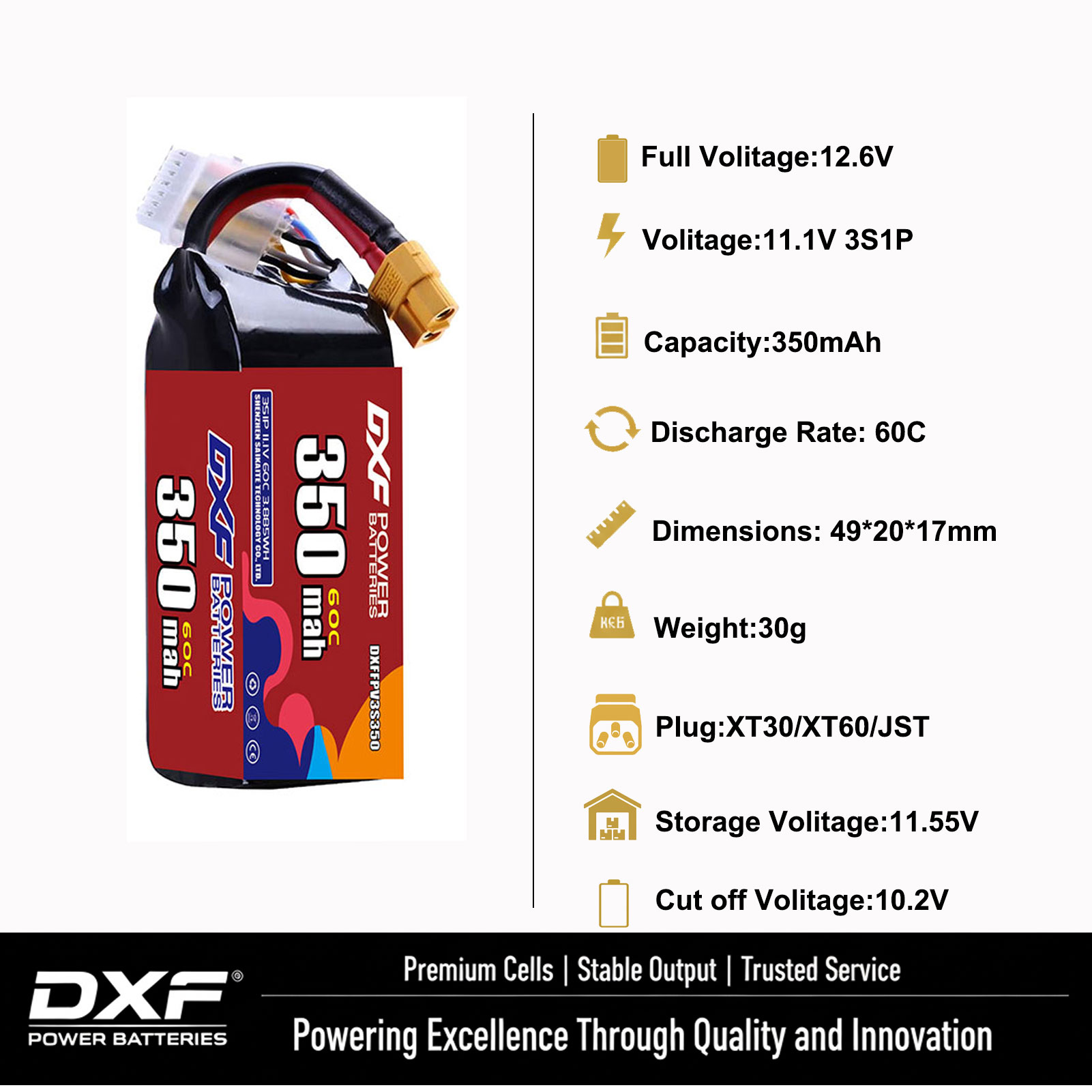 DXF Lipo 3S Battery 11.4V 1700 - Drone Battery 3S review and price