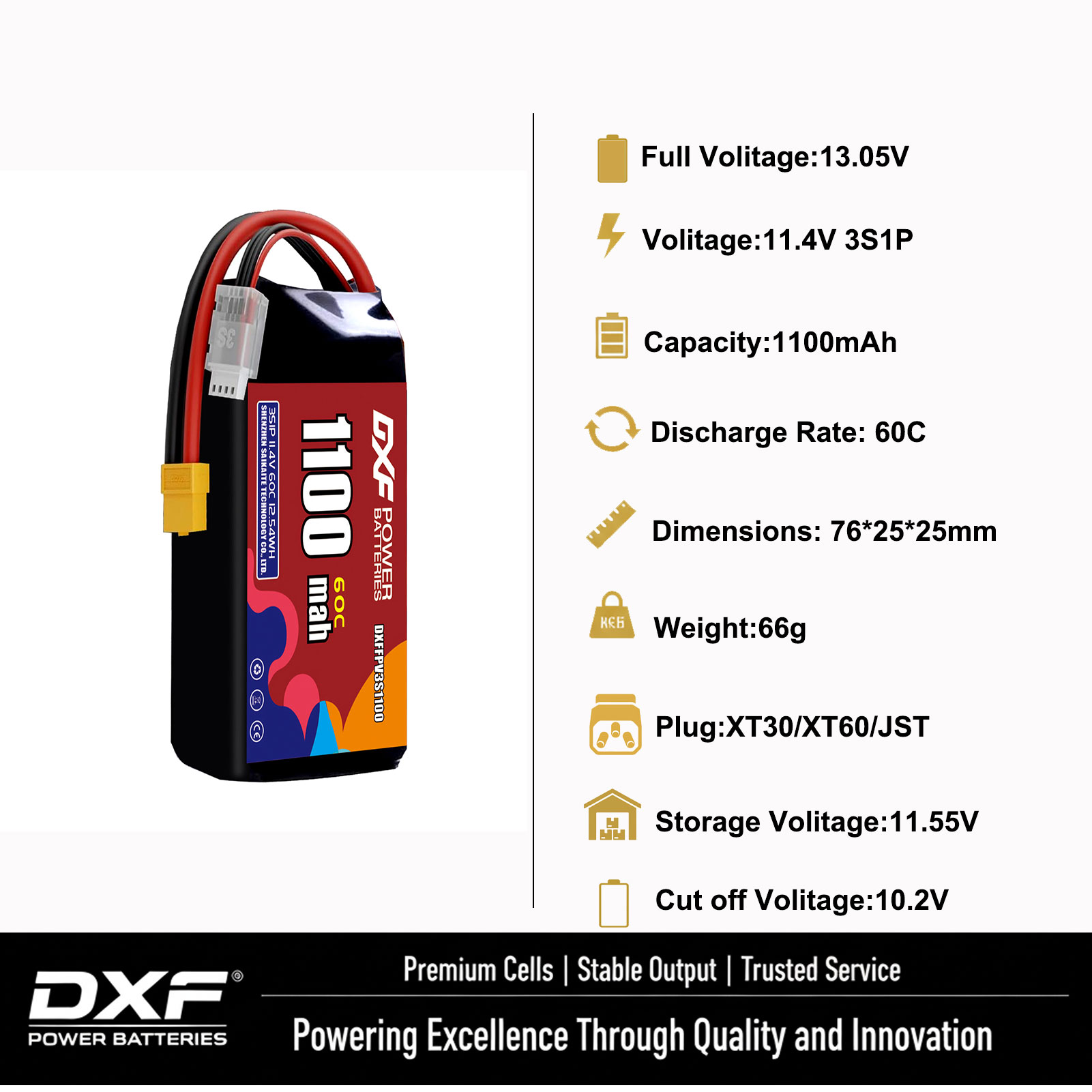 DXF Lipo 3S Battery 11.4V 1700 - Drone Battery 3S review and price