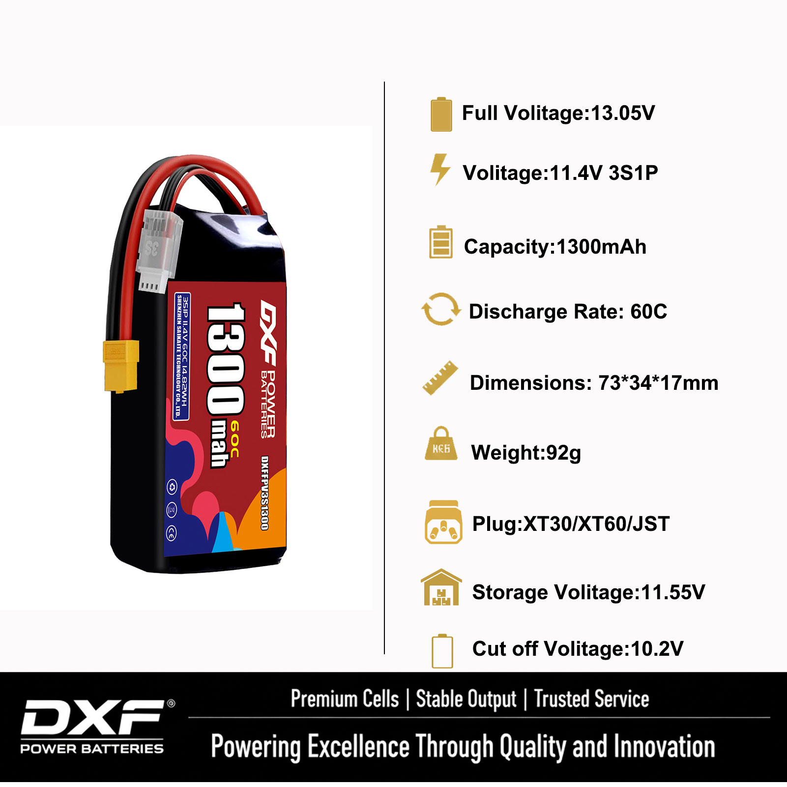 DXF Lipo 3S Battery 11.4V 1700 - Drone Battery 3S review and price
