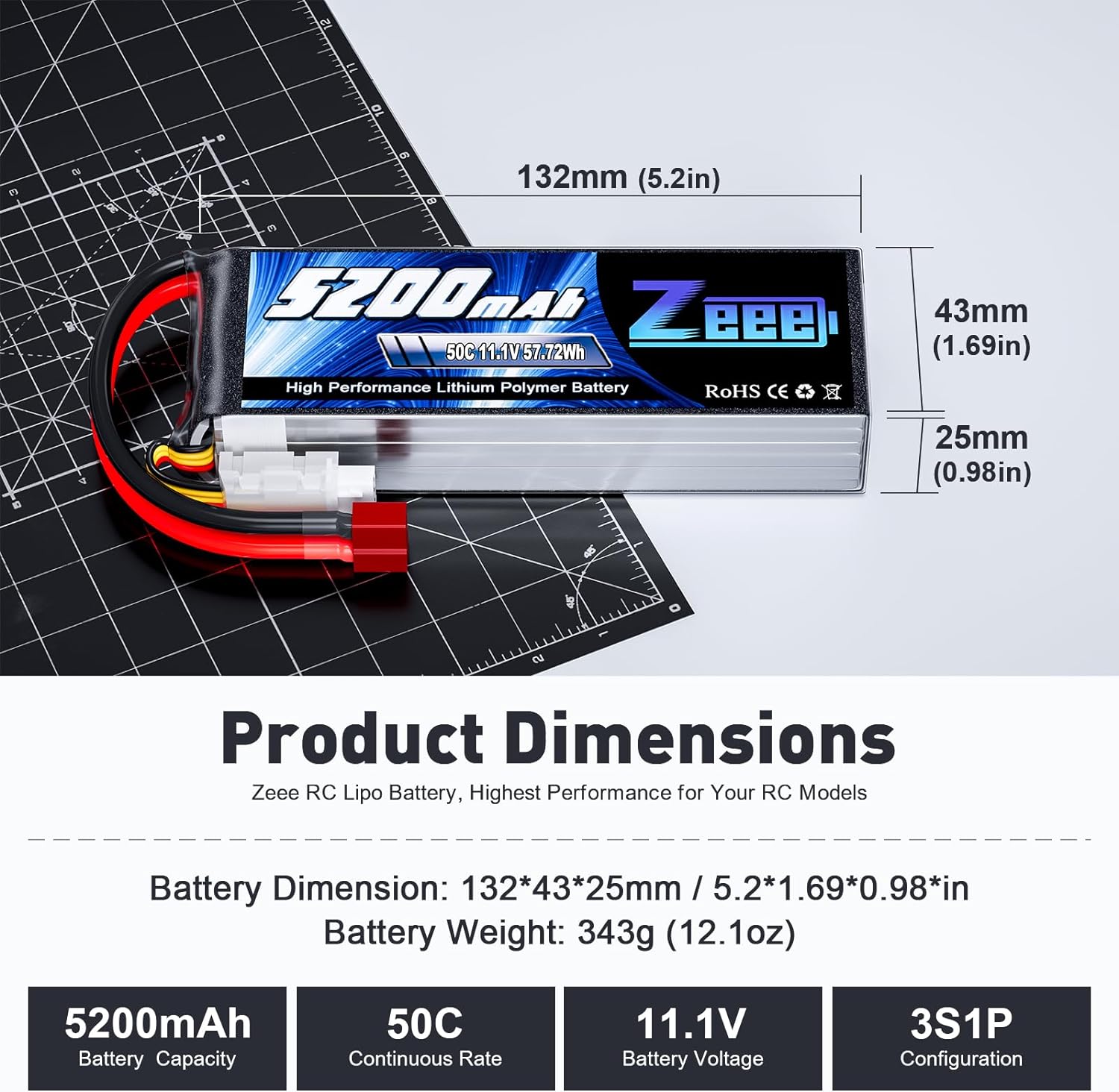 1/2units Zeee 11.1V 50C 5200mA - Drone Battery 3S review and price