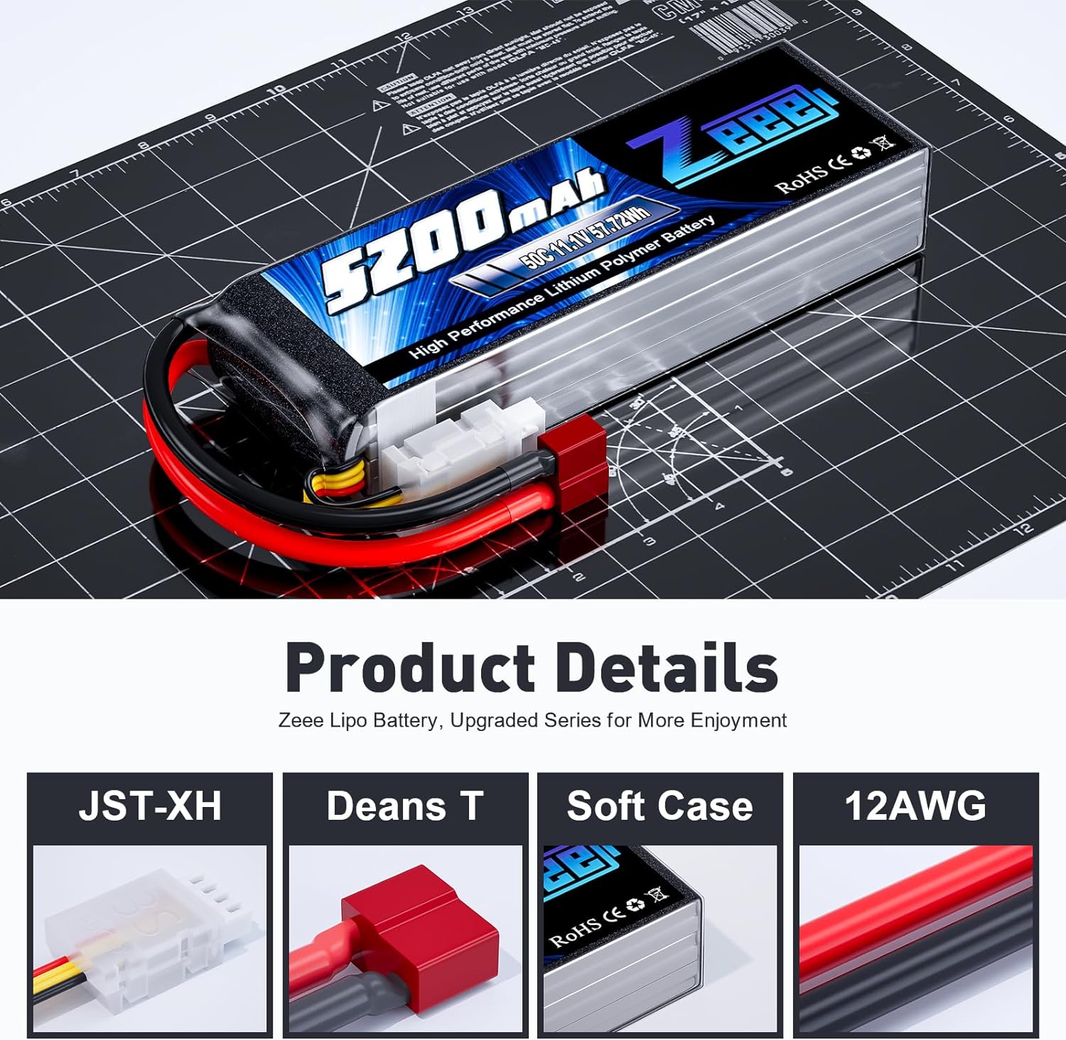 1/2units Zeee 11.1V 50C 5200mA - Drone Battery 3S review and price